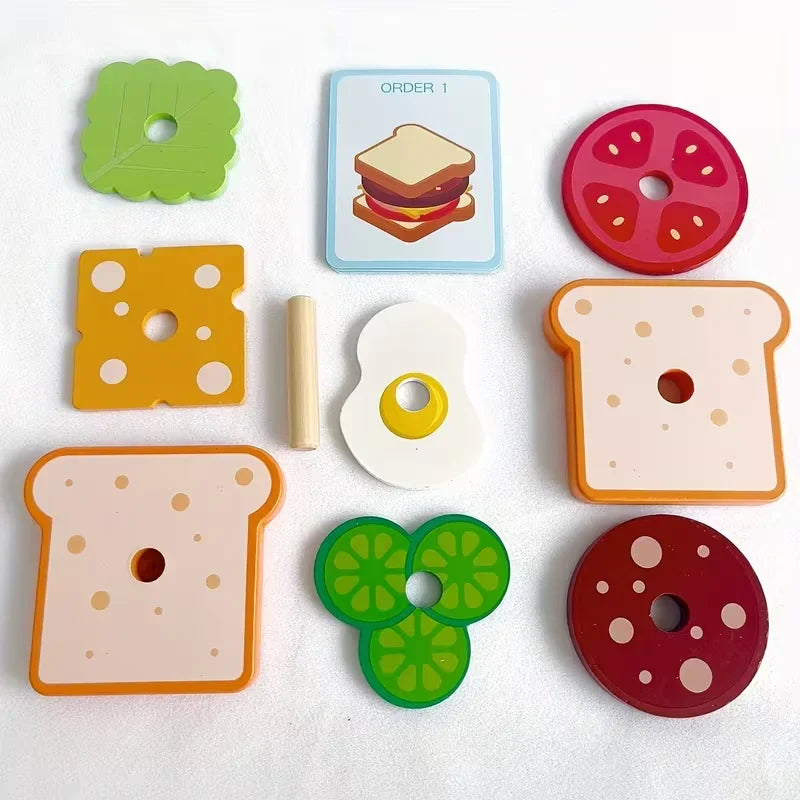 Wooden Sandwich Puzzle: Enhance Spatial Logic, Focus, And Observation Skills for Ages 3-6